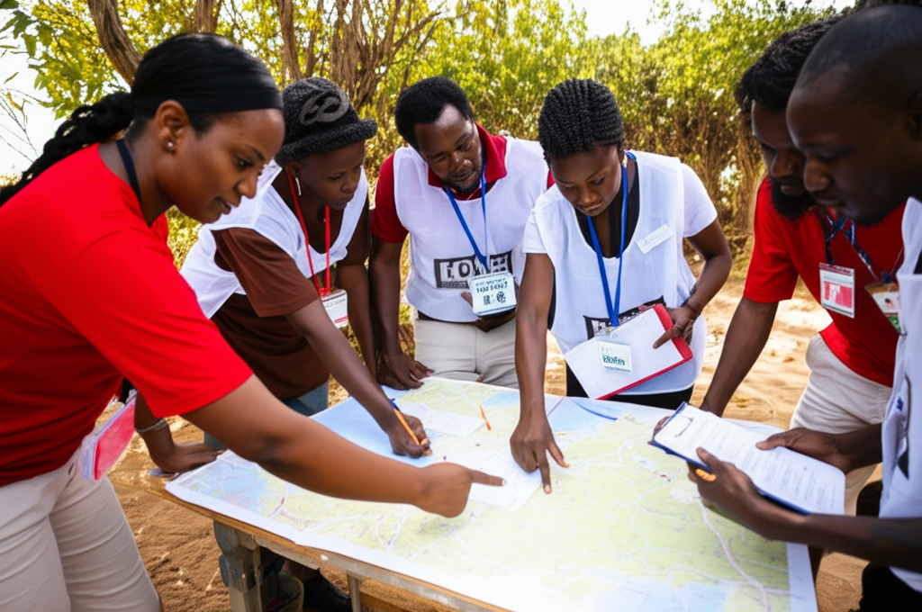 Our team working in the field